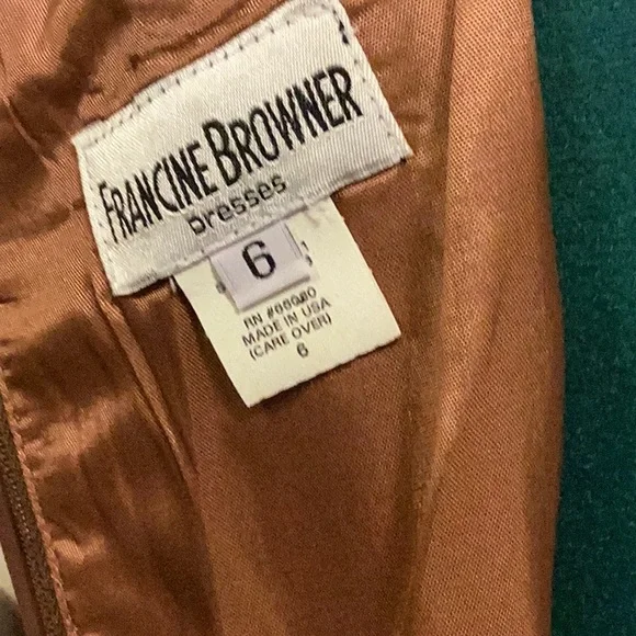Vintage Francine Browne Dress 6 bronze no/belt. - Picture 8 of 10
